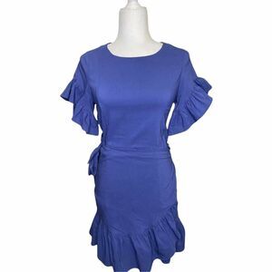 DREW Mai Ruffle‎ Wrap Dress In Blue Size XS